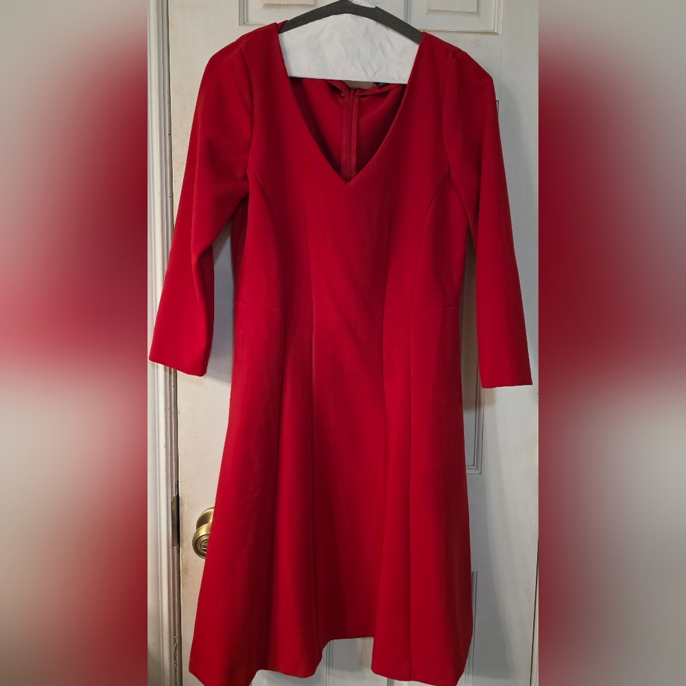 Ann Taylor Red Long Sleeve Dress, Size 4